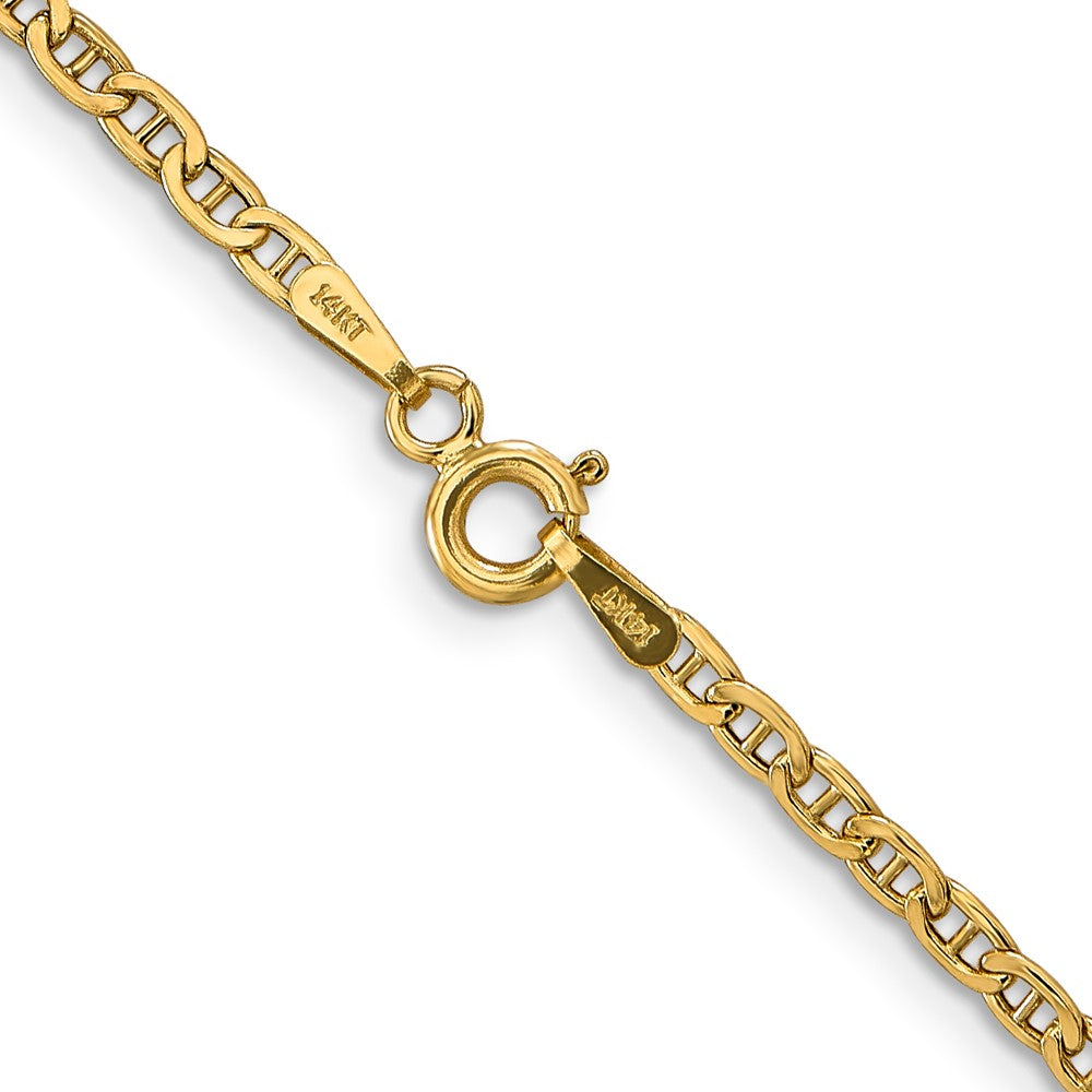 14K 2.4mm Semi-Solid Anchor with Spring Ring Clasp Chain