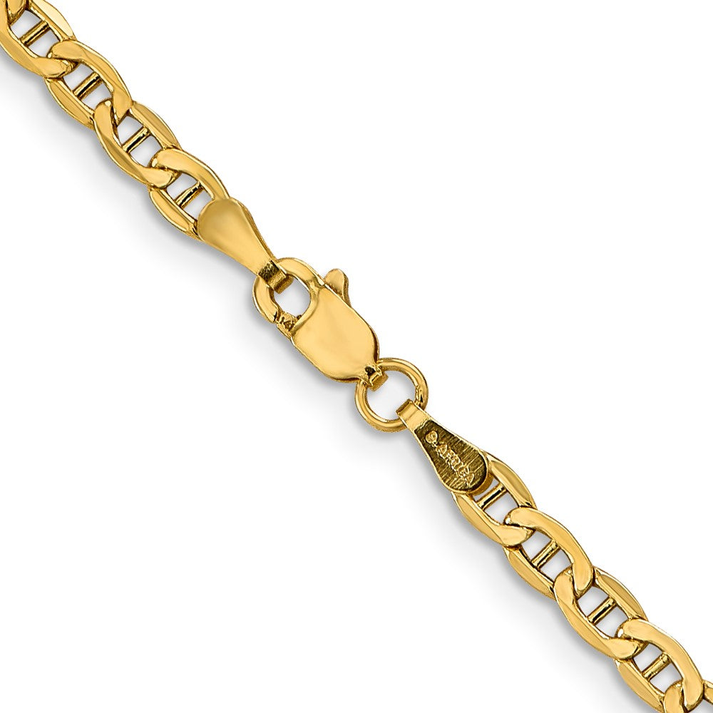 14K 3.2mm Semi-Solid Anchor with Lobster Clasp Chain