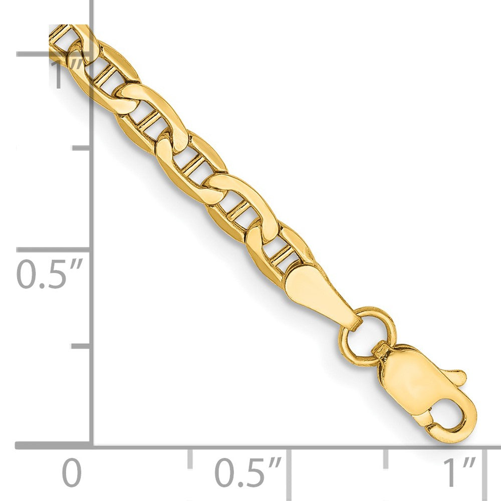 14K 3.2mm Semi-Solid Anchor with Lobster Clasp Anklet