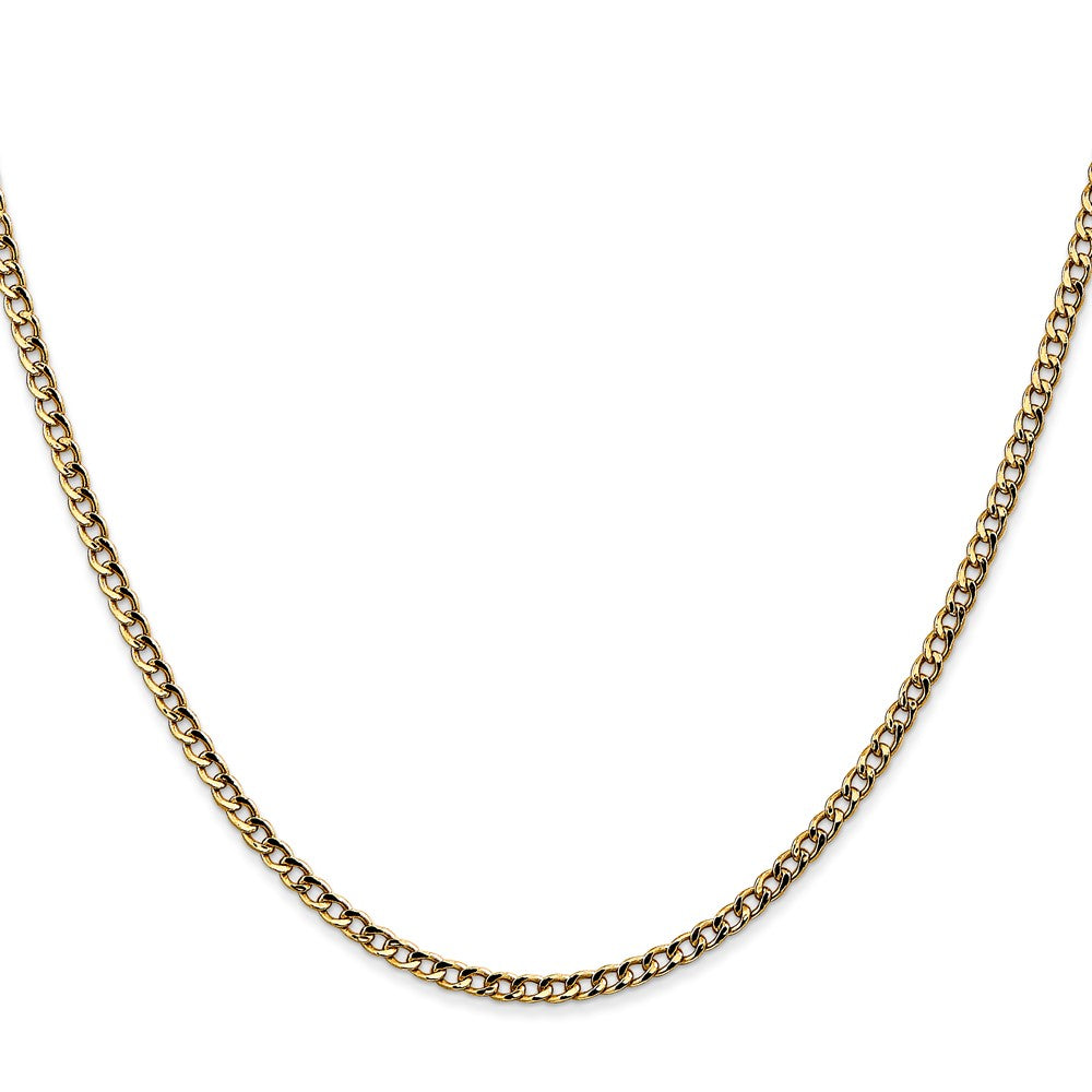 14K 2.5mm Semi-Solid Curb with Lobster Clasp Chain