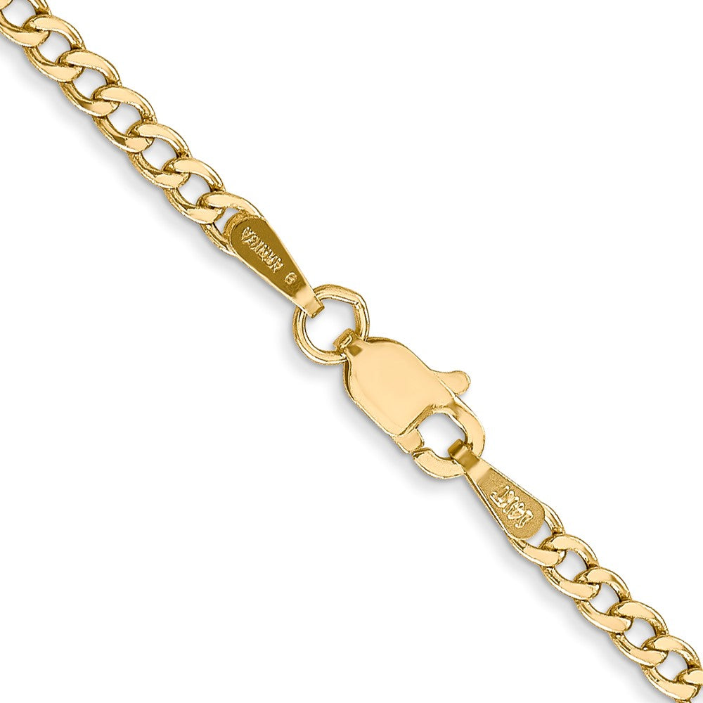 14K 2.5mm Semi-Solid Curb with Lobster Clasp Chain