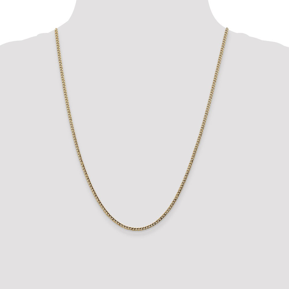 14K 2.5mm Semi-Solid Curb with Lobster Clasp Chain