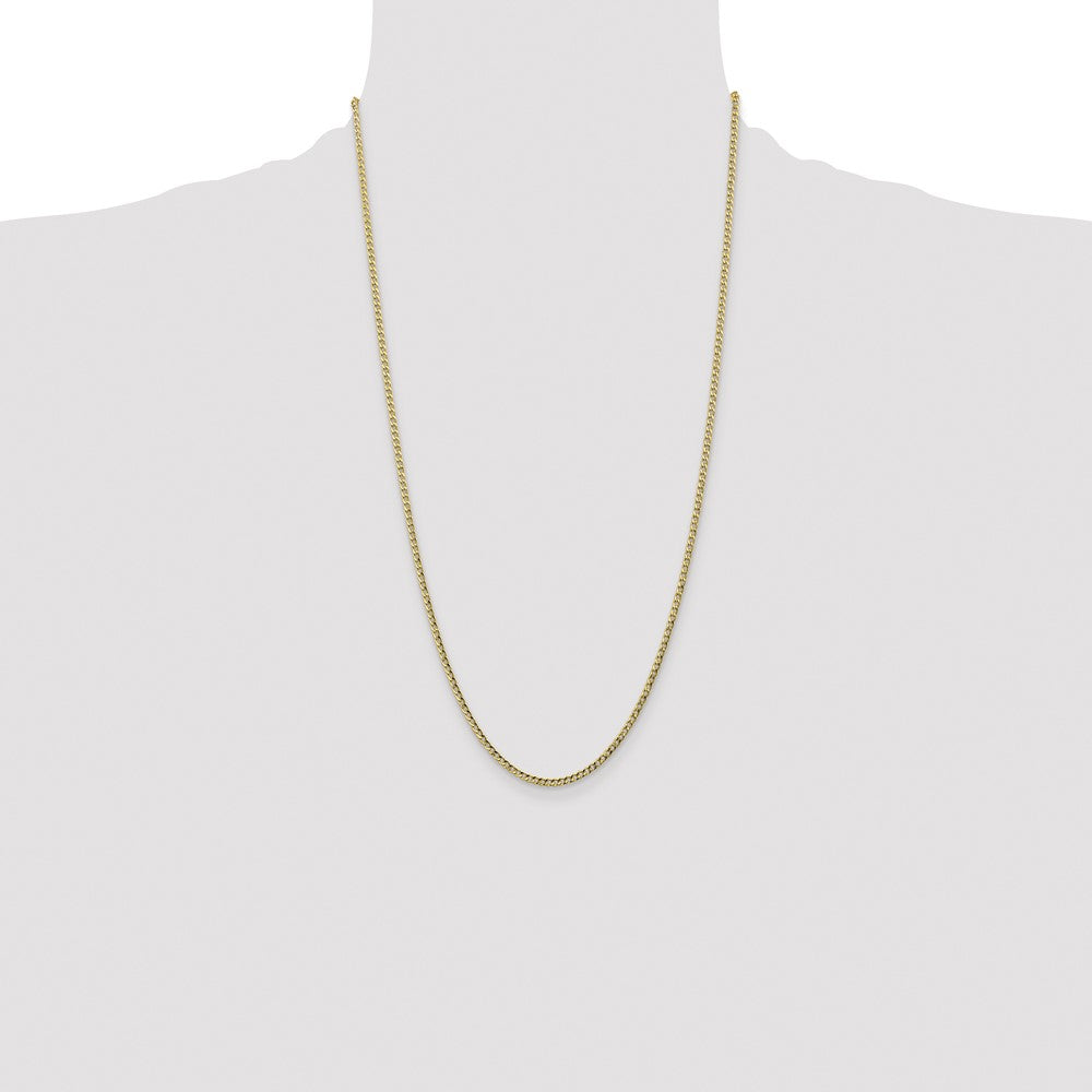 14K 2.5mm Semi-Solid Curb with Lobster Clasp Chain