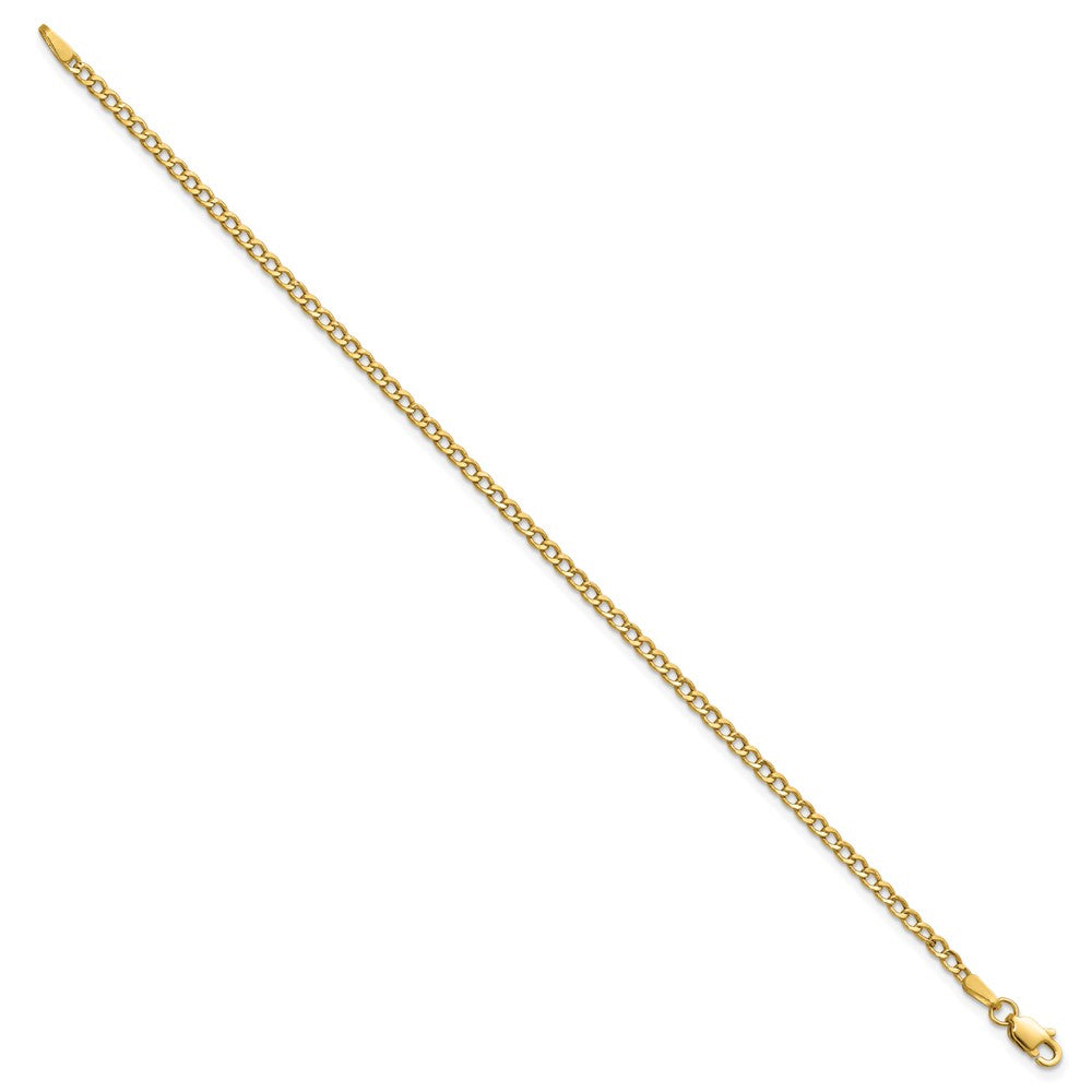 14K 2.5mm Semi-Solid Curb with Lobster Clasp Anklet