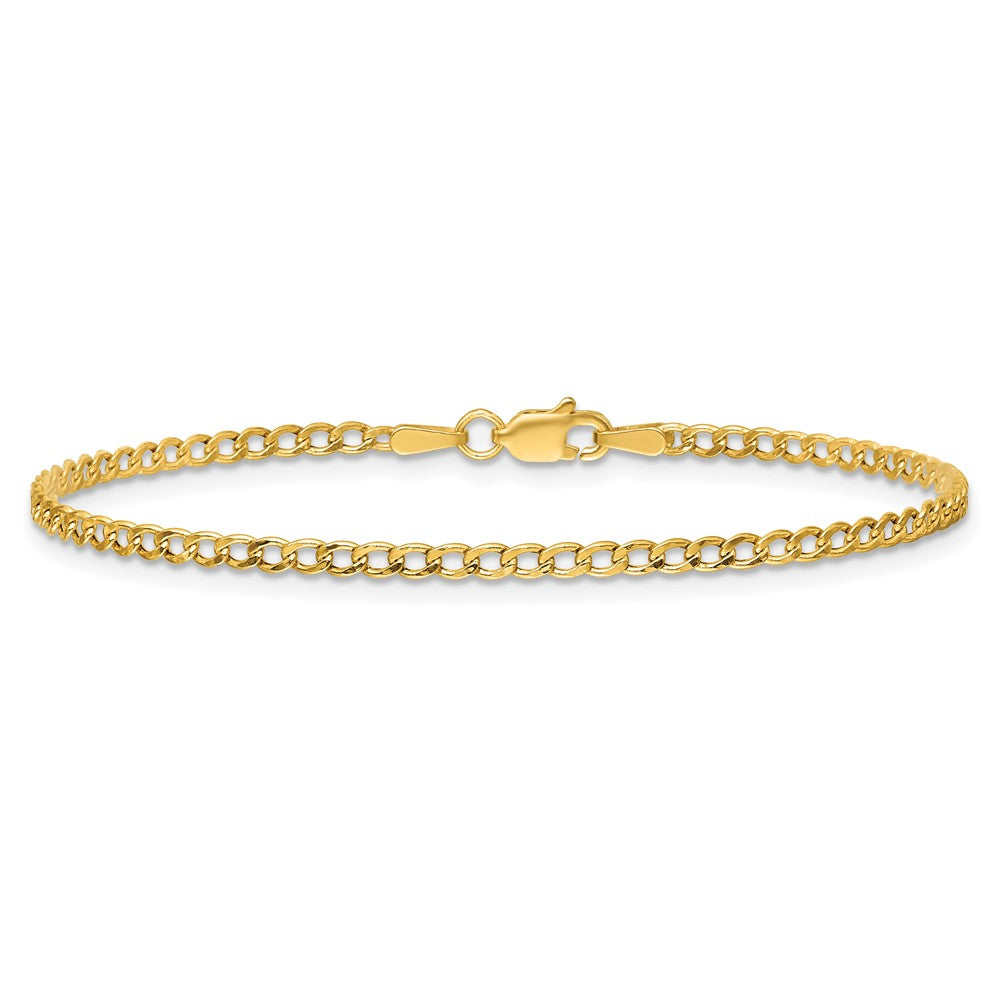 14K 2.5mm Semi-Solid Curb with Lobster Clasp Anklet