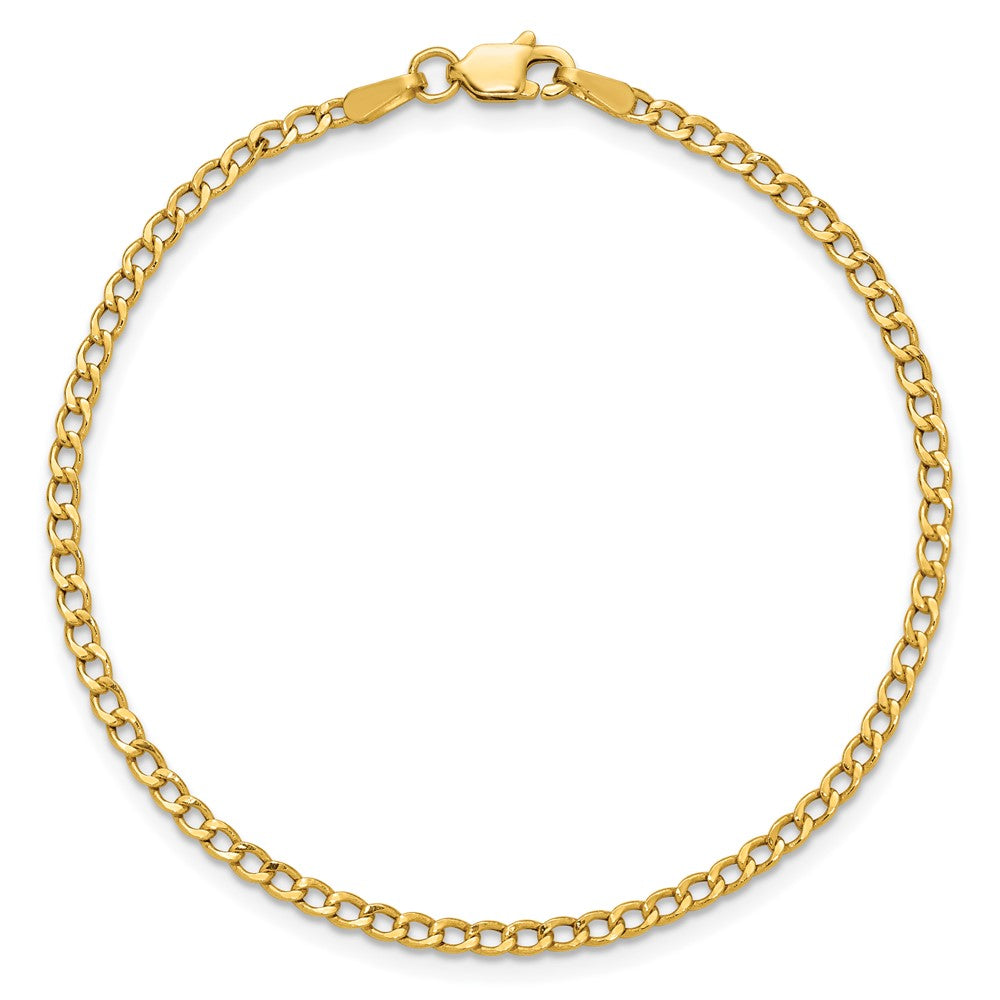 14K 2.5mm Semi-Solid Curb with Lobster Clasp Anklet