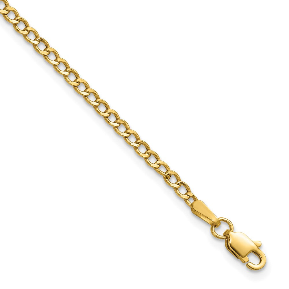 14K 2.5mm Semi-Solid Curb with Lobster Clasp Bracelet