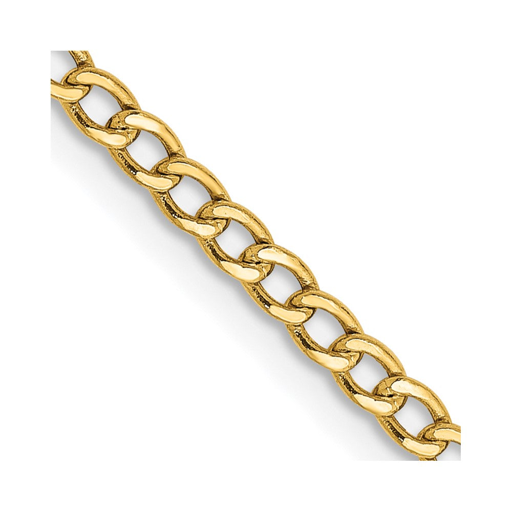 14K 2.5mm Semi-Solid Curb with Lobster Clasp Chain
