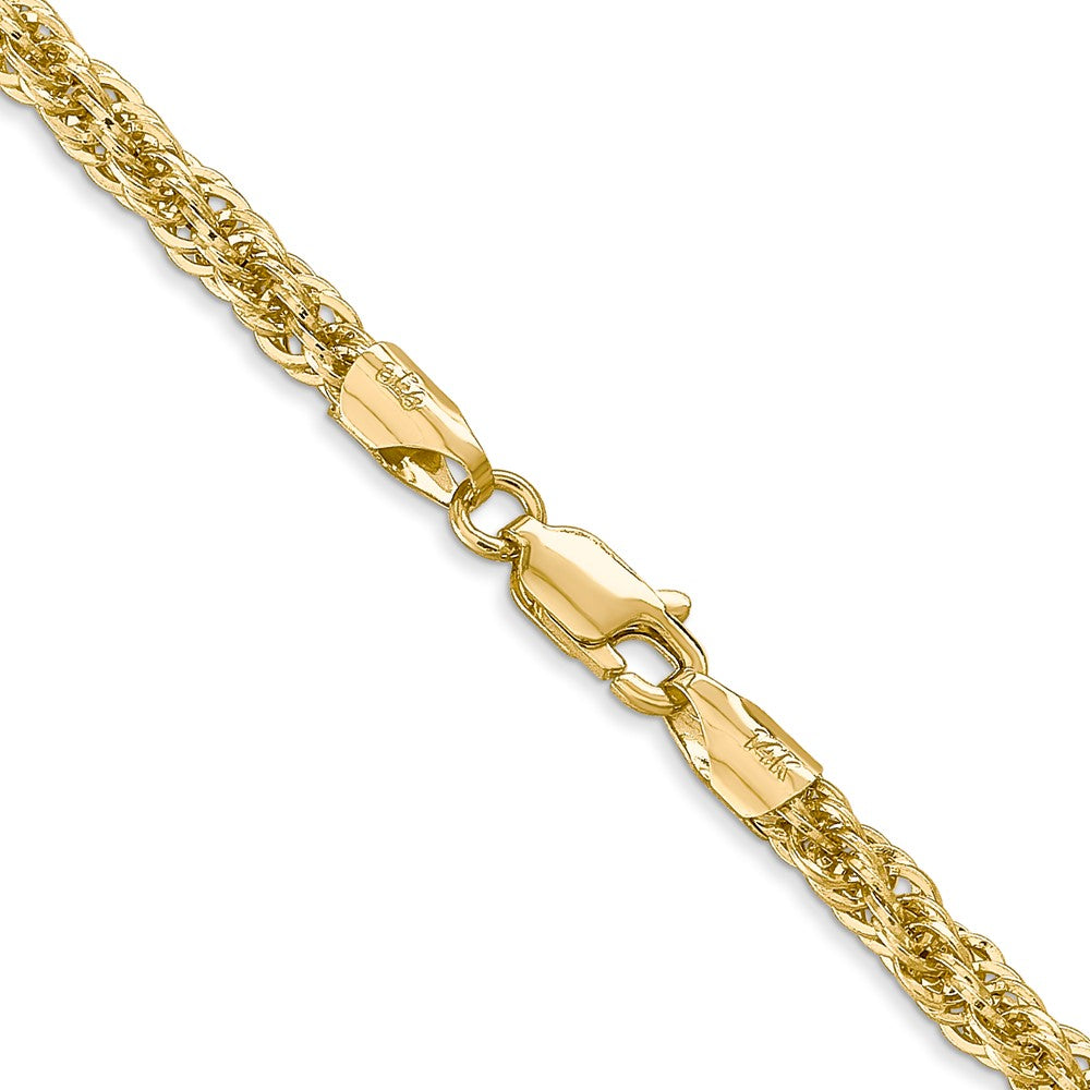 14K 3.3mm Diamond-cut Semi Solid with Lobster Clasp Chain