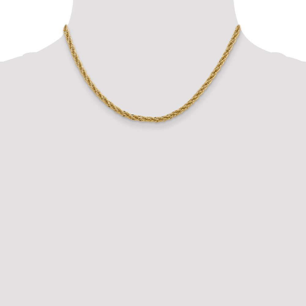 14K 3.3mm Diamond-cut Semi Solid with Lobster Clasp Chain