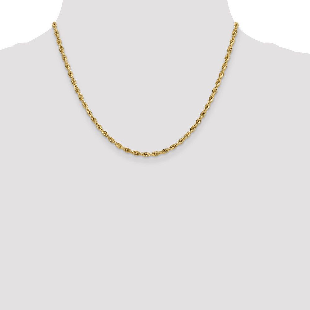 14K 3mm Semi Solid Rope with Lobster Clasp Chain