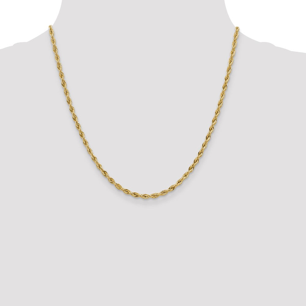 14K 3mm Semi Solid Rope with Lobster Clasp Chain