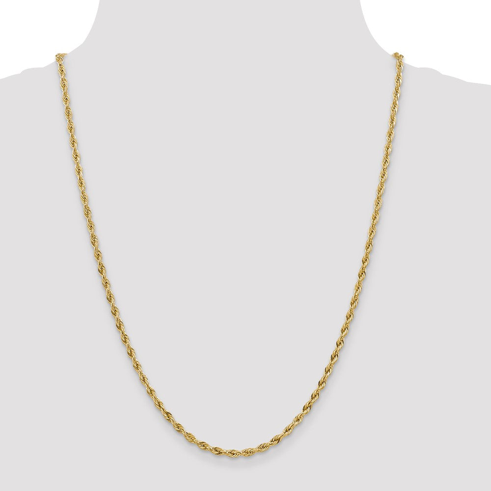 14K 3mm Semi Solid Rope with Lobster Clasp Chain