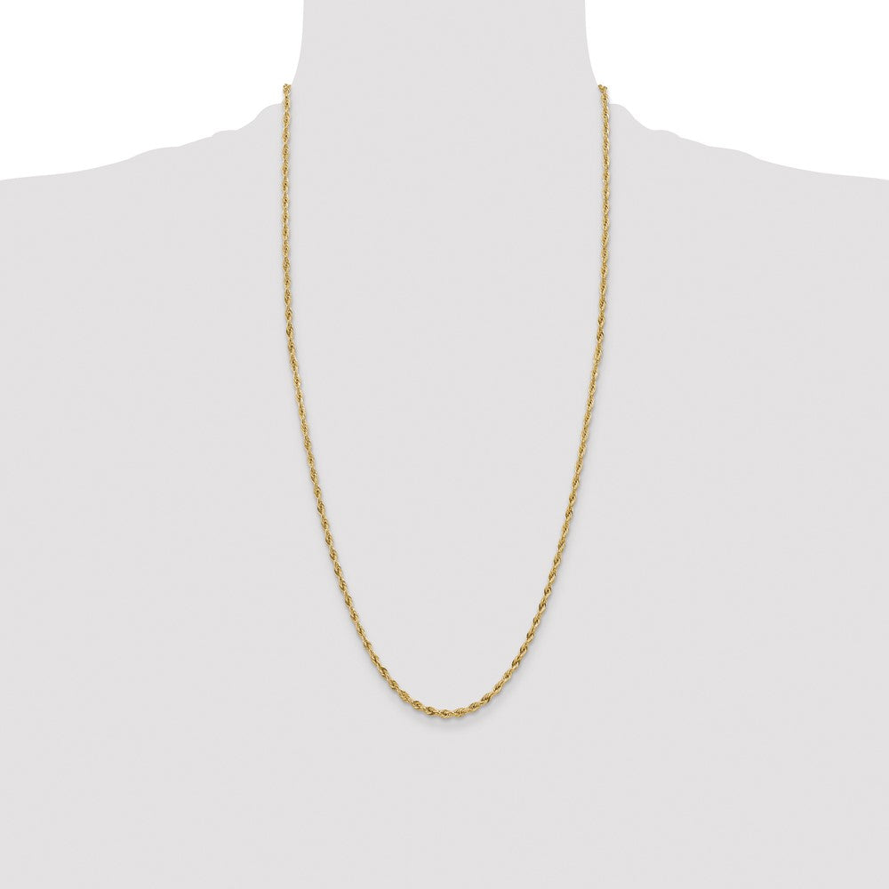 14K 3mm Semi Solid Rope with Lobster Clasp Chain