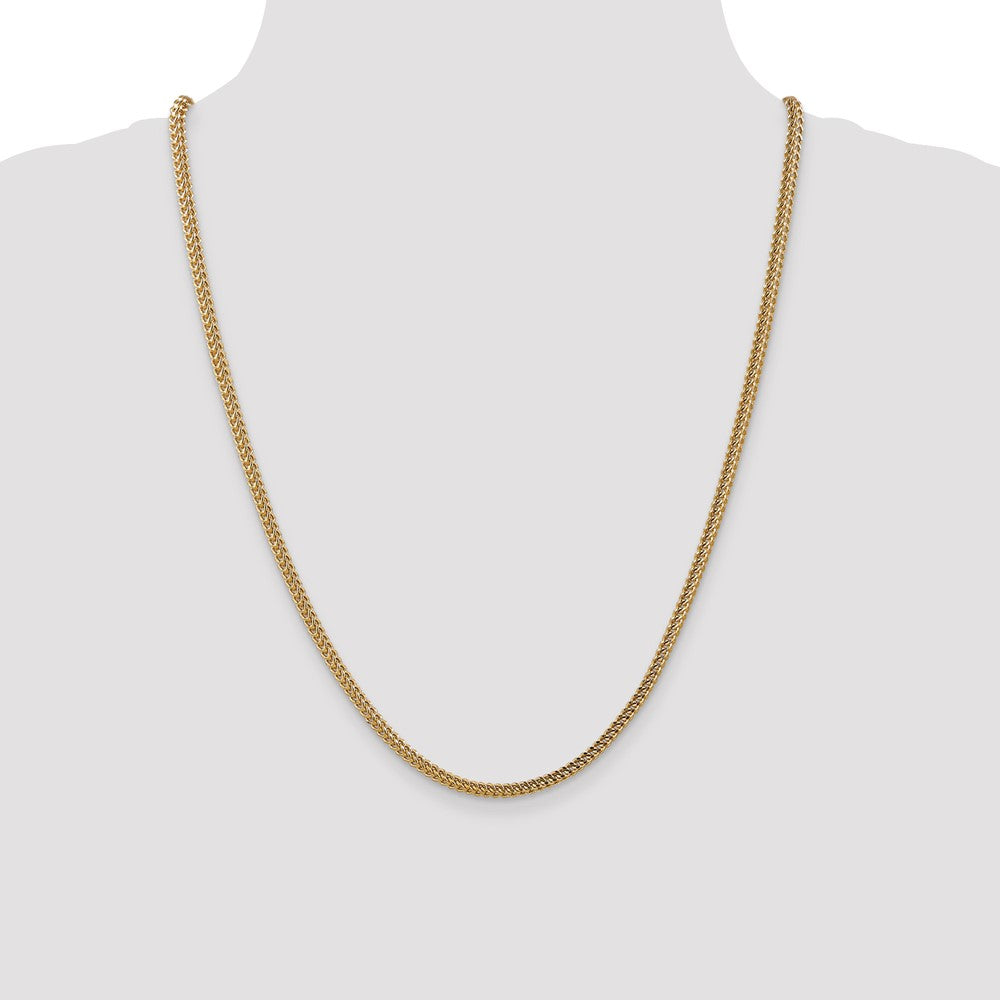 14K 3mm Semi-Solid Franco with Fancy Lobster Clasp Chain