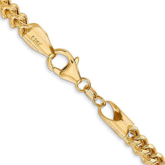 14K 3.7mm Semi-Solid Franco with Fancy Lobster Clasp Chain