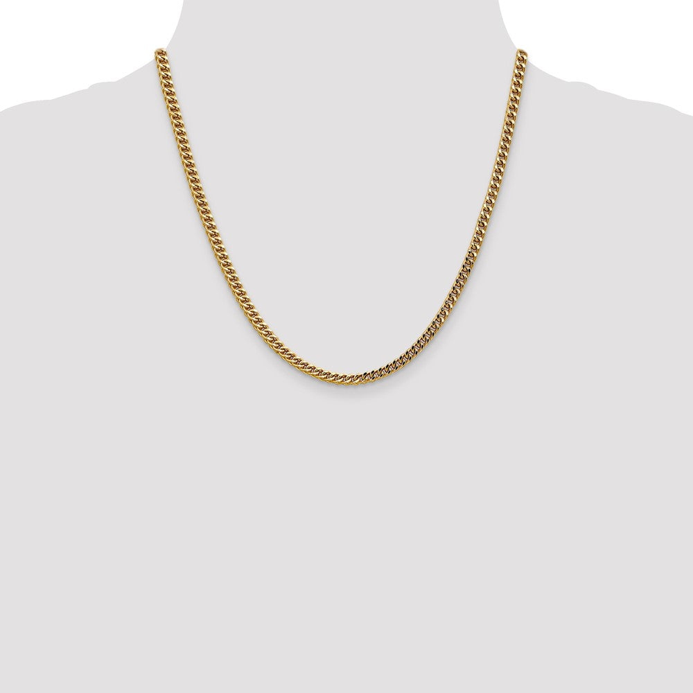 14K 3.7mm Semi-Solid Franco with Fancy Lobster Clasp Chain
