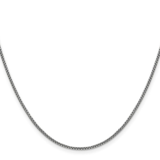 14K White Gold 1.5mm Semi-Solid Round Box with Lobster Clasp Chain