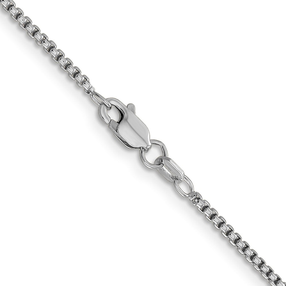 14K White Gold 1.5mm Semi-Solid Round Box with Lobster Clasp Chain
