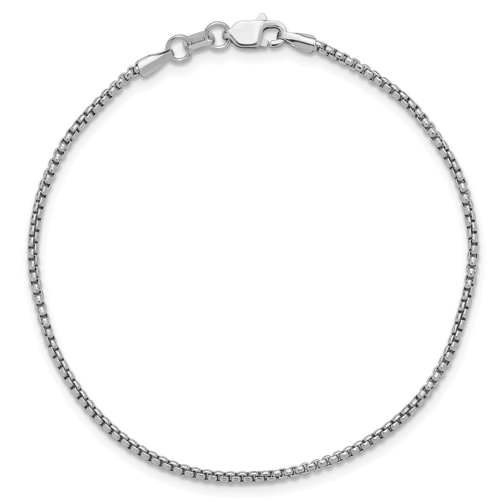 14K White Gold 1.5mm Semi-Solid Round Box with Lobster Clasp Bracelet