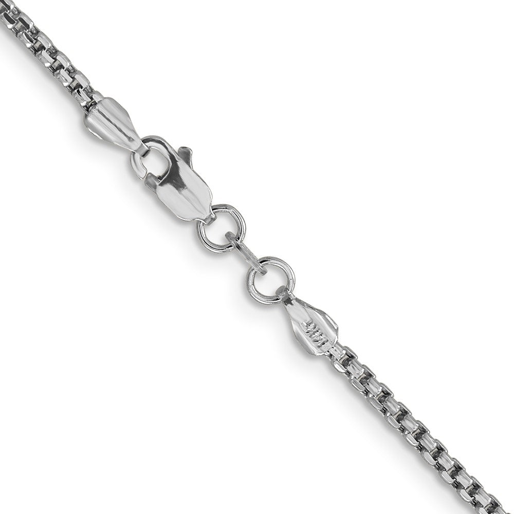 14K White Gold 1.75mm Semi-Solid Round Box with Lobster Clasp Chain