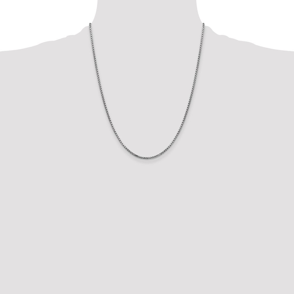 14K White Gold 1.75mm Semi-Solid Round Box with Lobster Clasp Chain