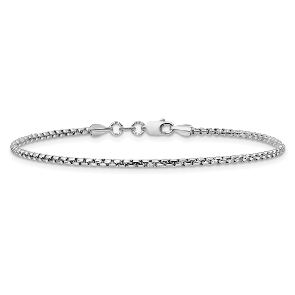 14K White Gold 1.75mm Semi-Solid Round Box with Lobster Clasp Bracelet