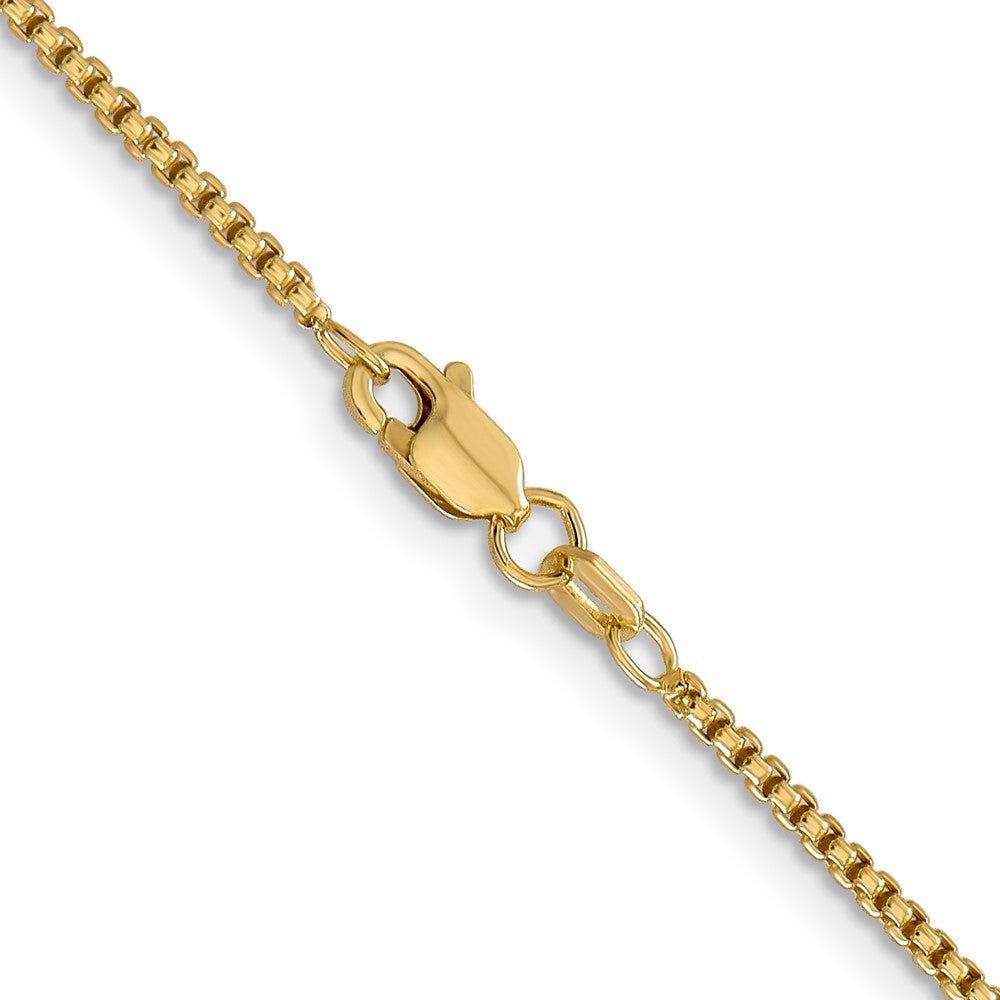 14K 1.5mm Semi-Solid Round Box with Lobster Clasp Chain