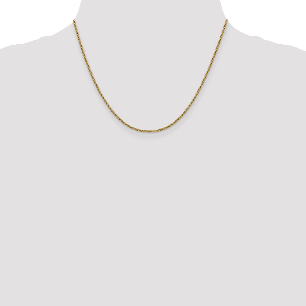 14K 1.5mm Semi-Solid Round Box with Lobster Clasp Chain