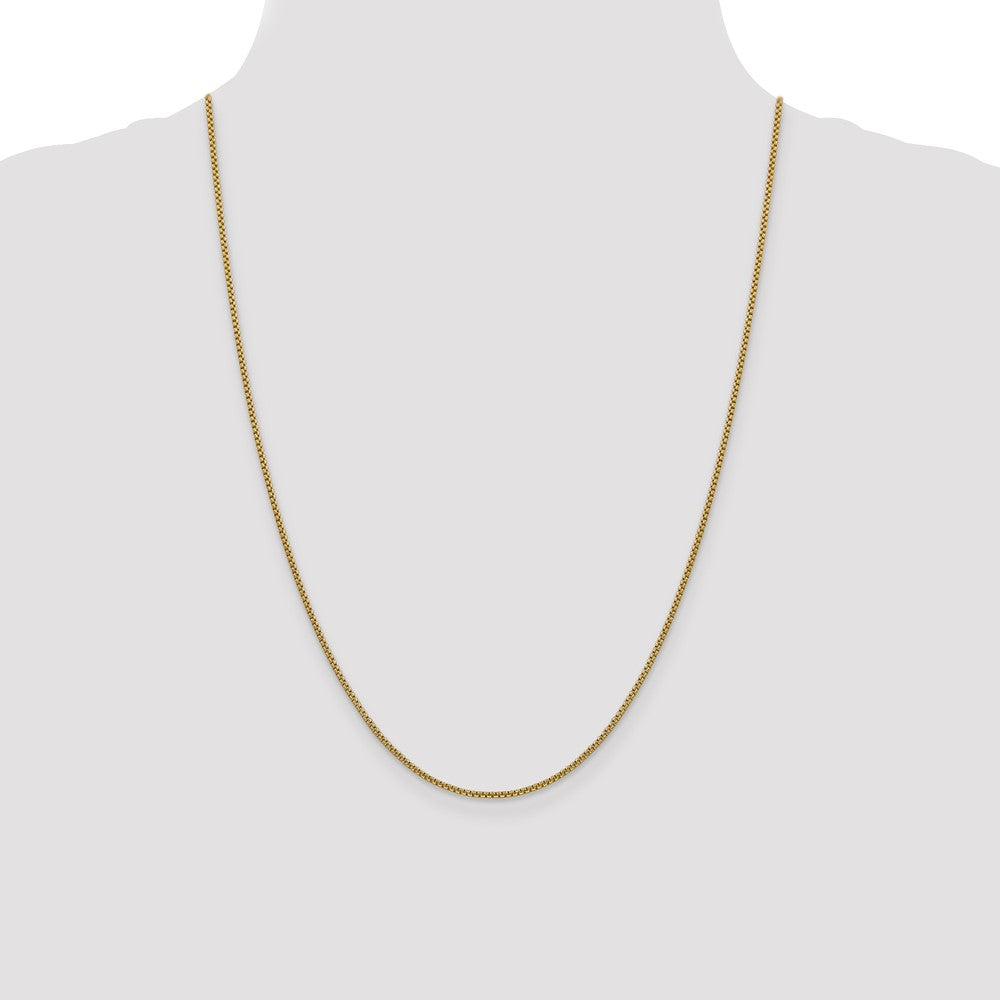 14K 1.5mm Semi-Solid Round Box with Lobster Clasp Chain