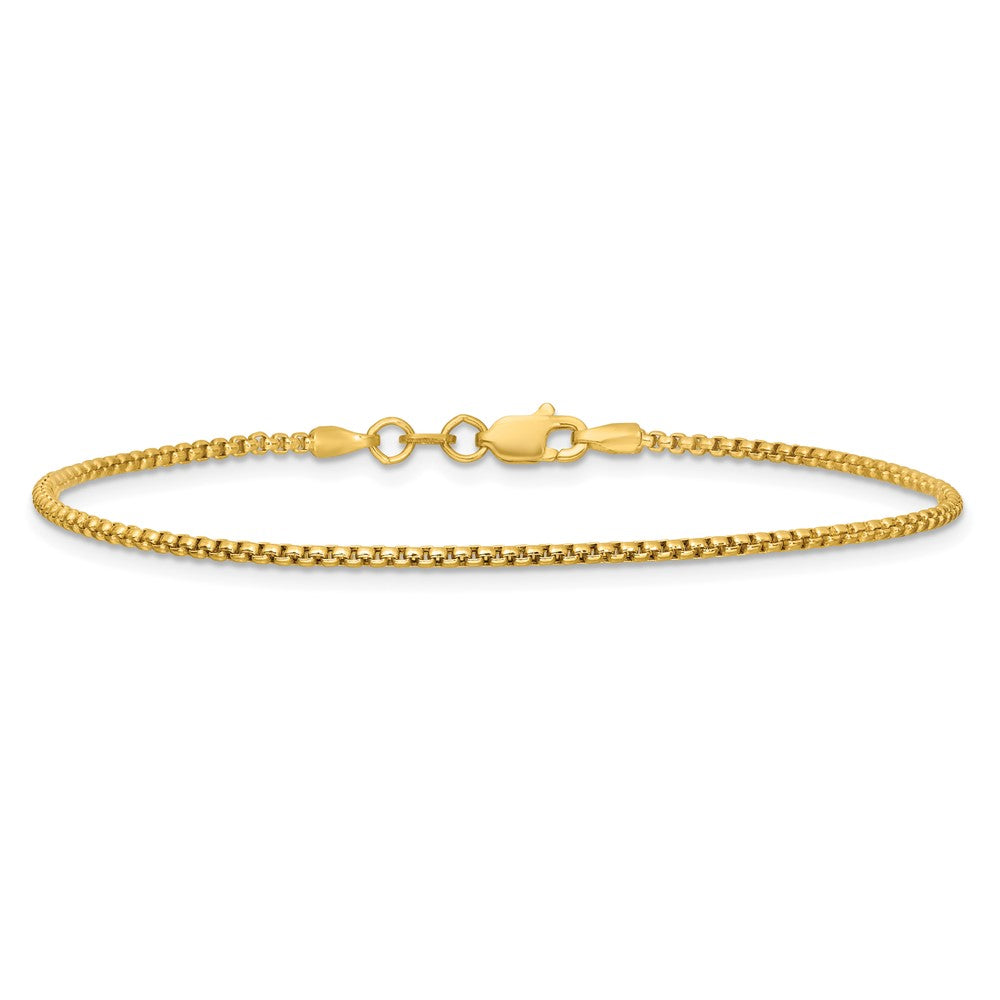 14K 1.5mm Semi-Solid Round Box with Lobster Clasp Bracelet