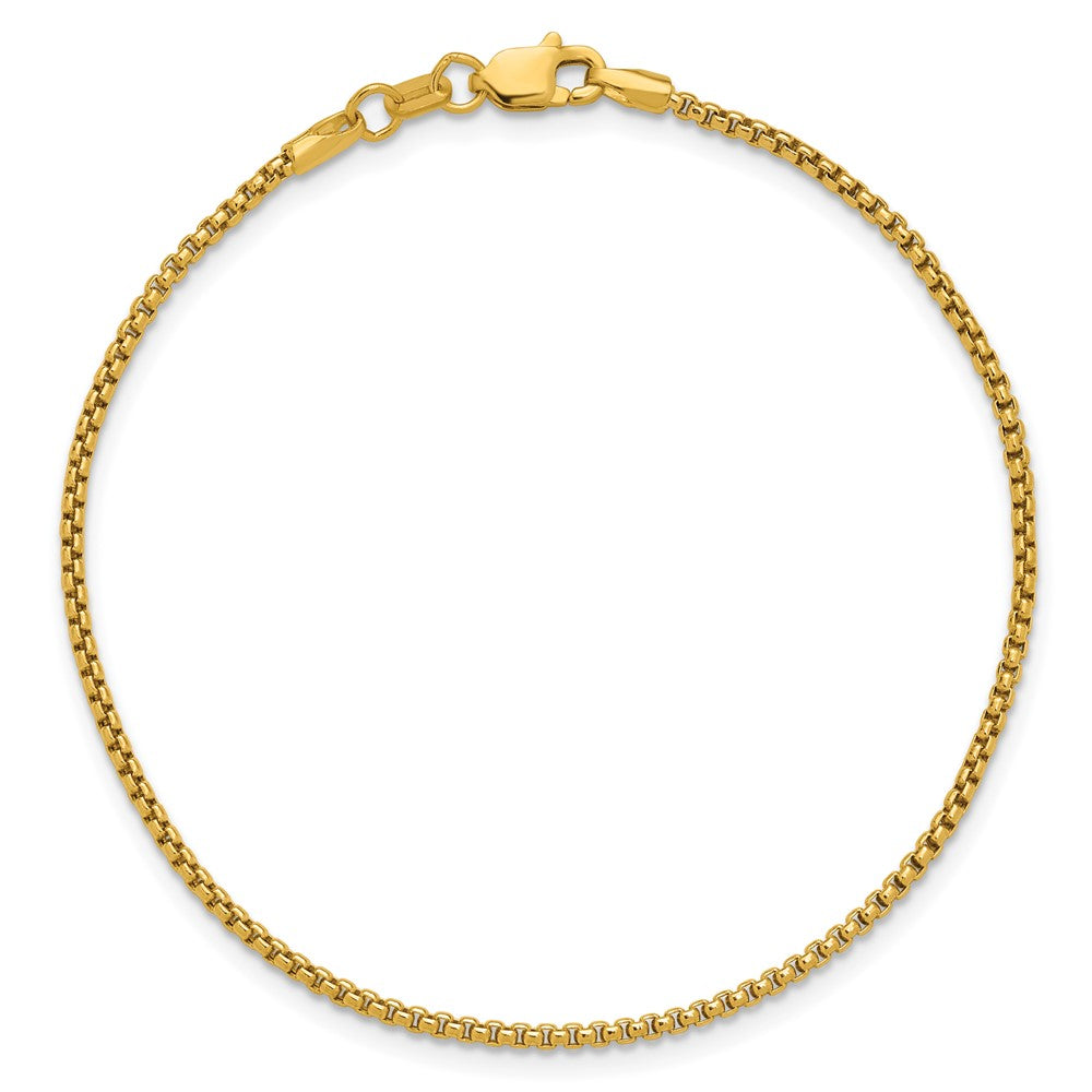 14K 1.5mm Semi-Solid Round Box with Lobster Clasp Bracelet