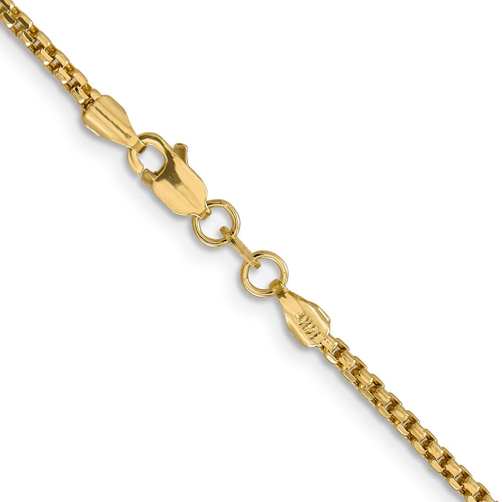14K 1.75mm Semi-Solid Round Box with Lobster Clasp Chain
