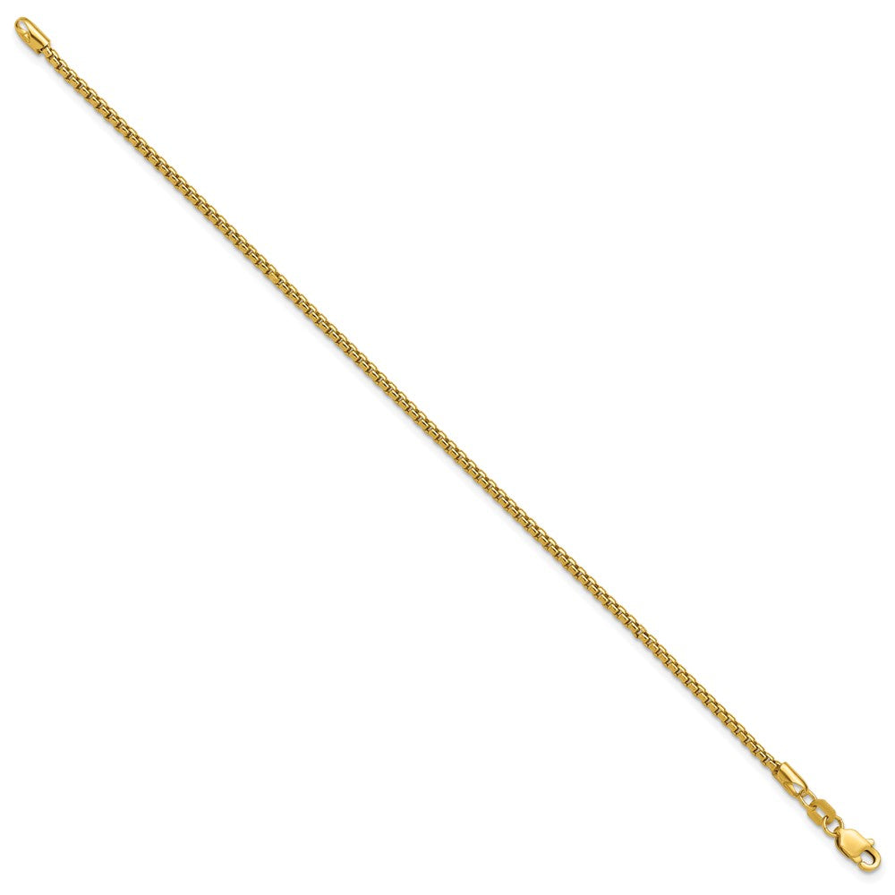 14K 1.75mm Semi-Solid Round Box with Lobster Clasp Bracelet