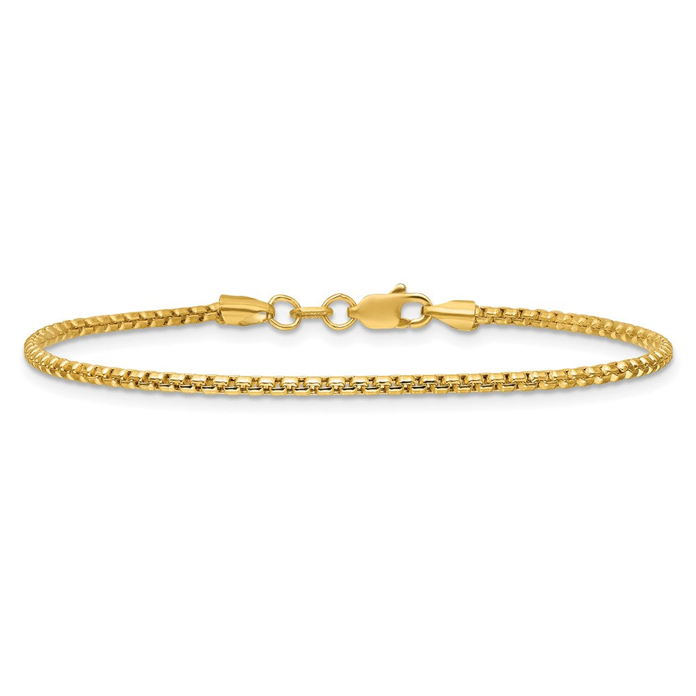 14K 1.75mm Semi-Solid Round Box with Lobster Clasp Bracelet