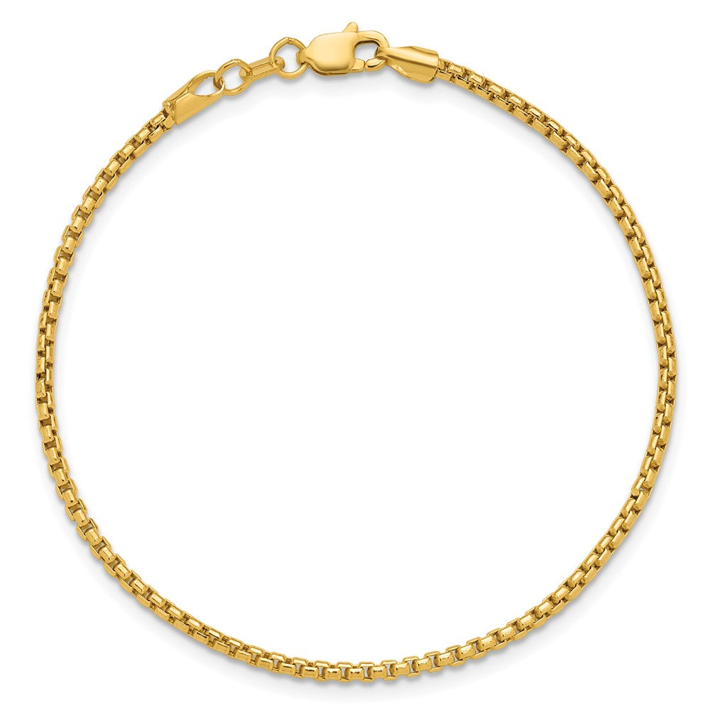 14K 1.75mm Semi-Solid Round Box with Lobster Clasp Bracelet