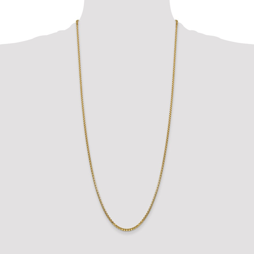 14K 2.45mm Semi-Solid Round Box with Lobster Clasp Chain