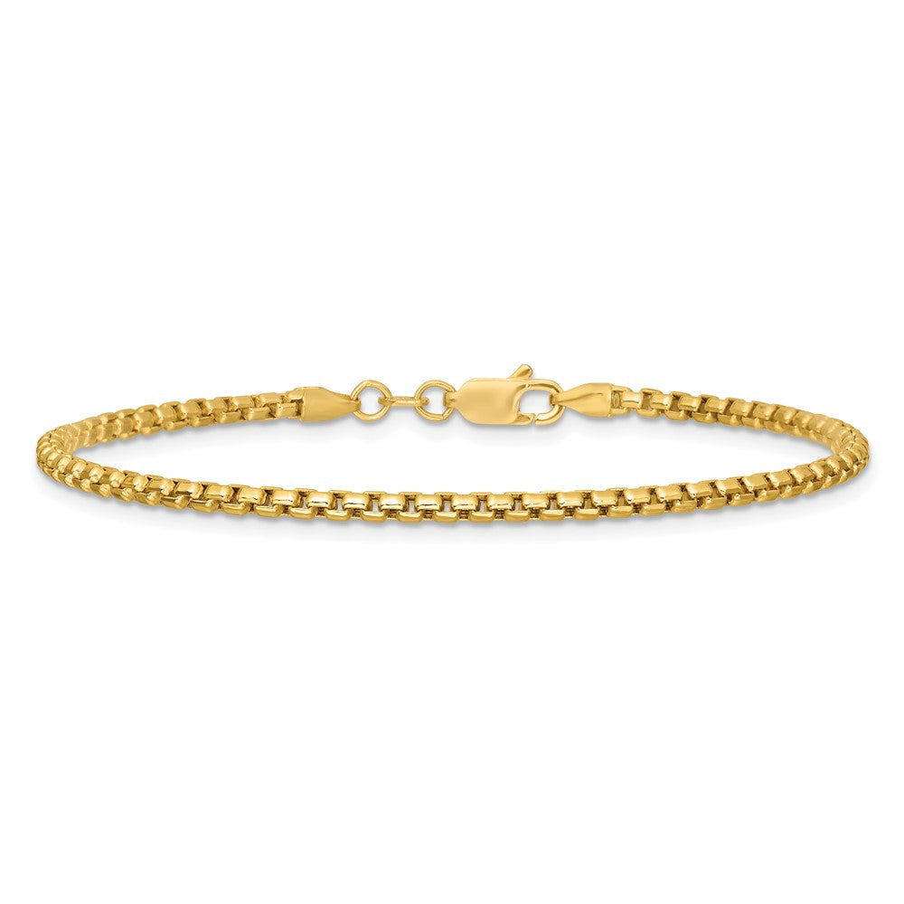 14K 2.45mm Semi-Solid Round Box with Lobster Clasp Bracelet