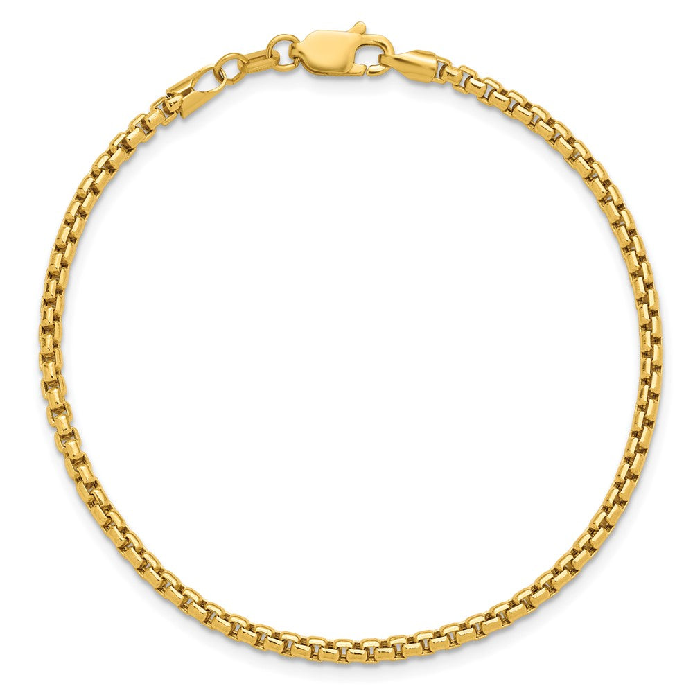 14K 2.45mm Semi-Solid Round Box with Lobster Clasp Bracelet