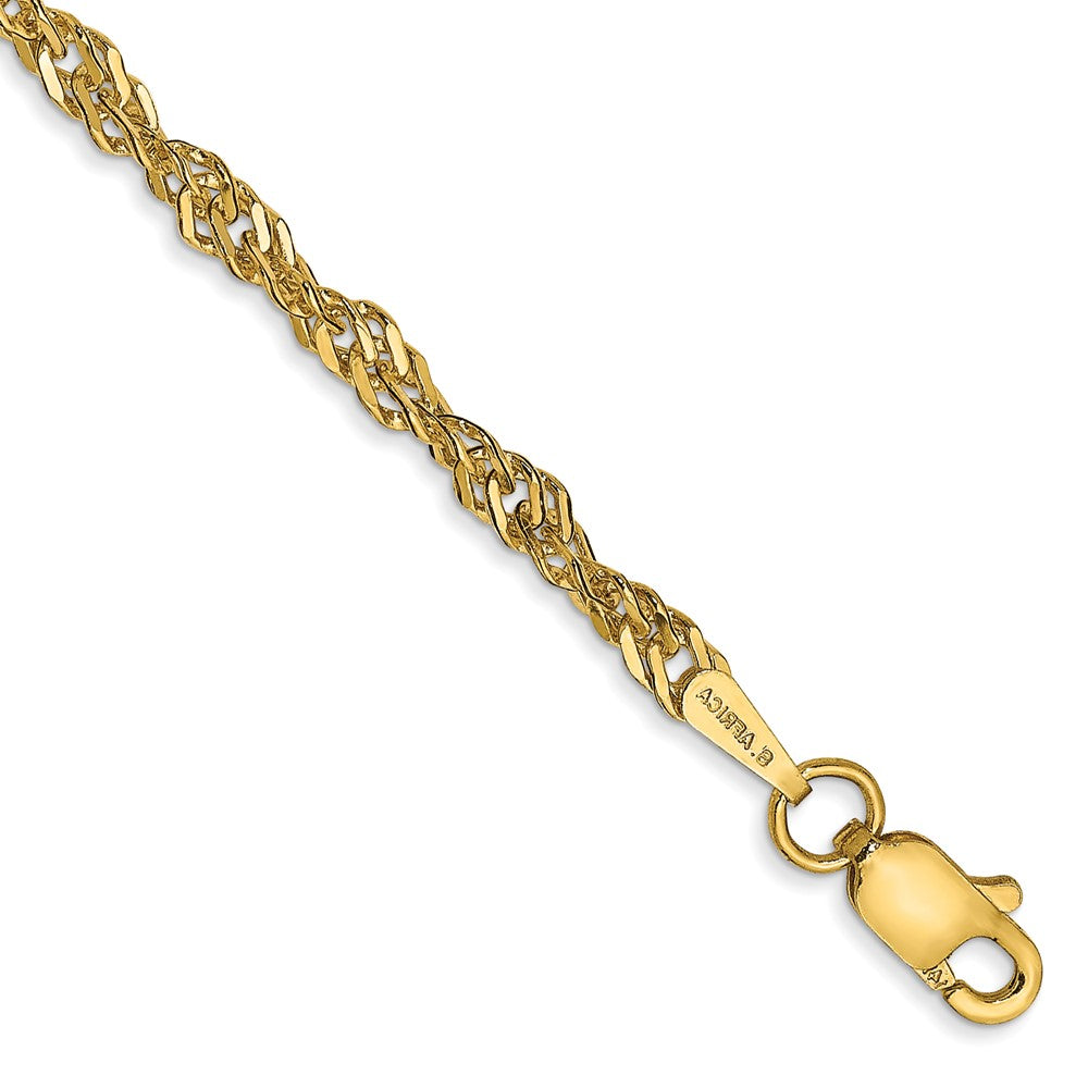 14K 2.75mm Lightweight Singapore with Lobster Clasp Anklet