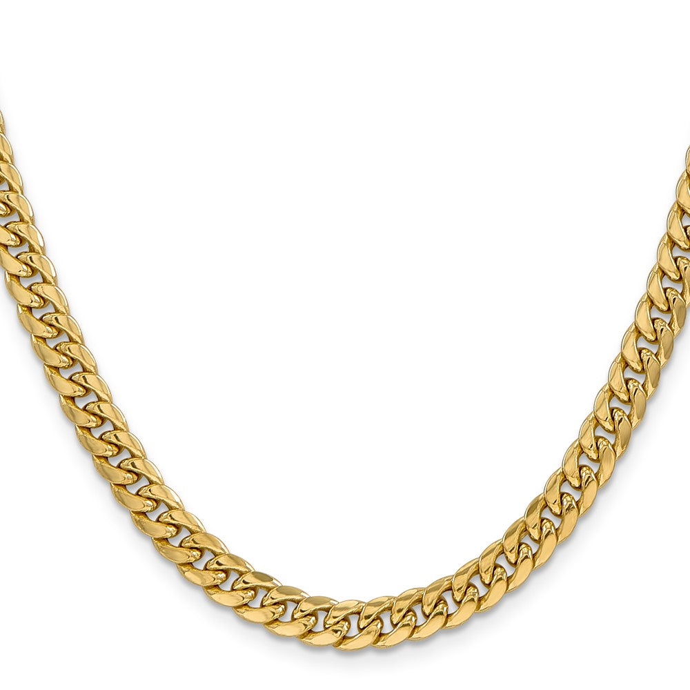 14K 6mm Semi-Solid Miami Cuban with Lobster Clasp Chain
