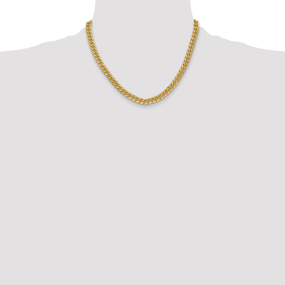14K 6mm Semi-Solid Miami Cuban with Lobster Clasp Chain