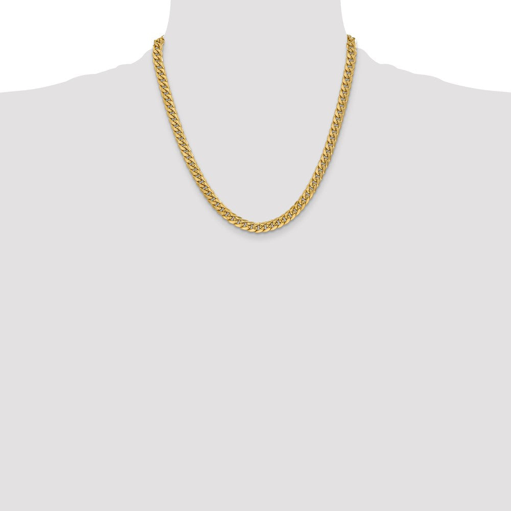 14K 6mm Semi-Solid Miami Cuban with Lobster Clasp Chain