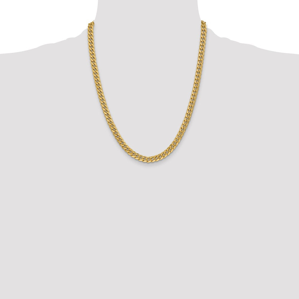 14K 6mm Semi-Solid Miami Cuban with Lobster Clasp Chain