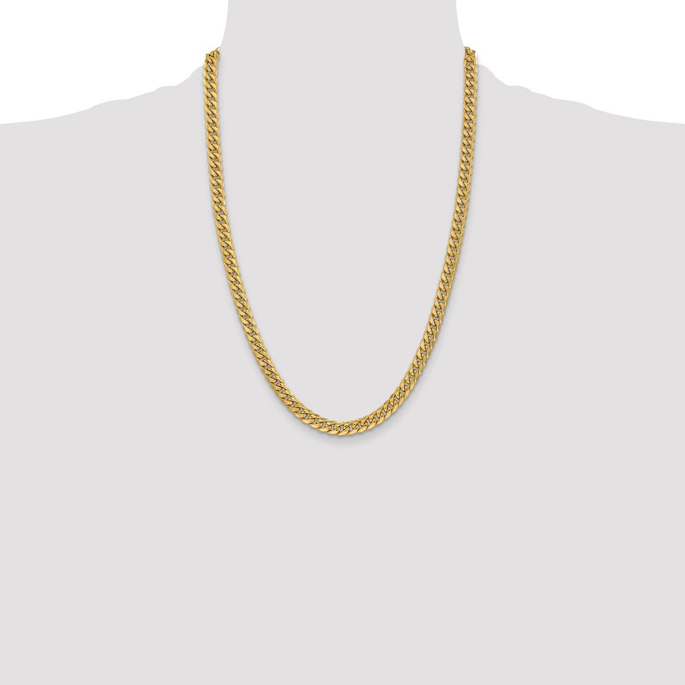 14K 6mm Semi-Solid Miami Cuban with Lobster Clasp Chain