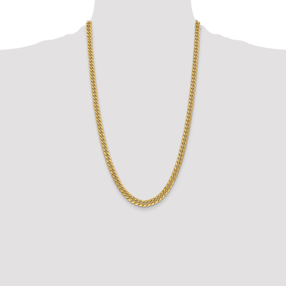 14K 6mm Semi-Solid Miami Cuban with Lobster Clasp Chain