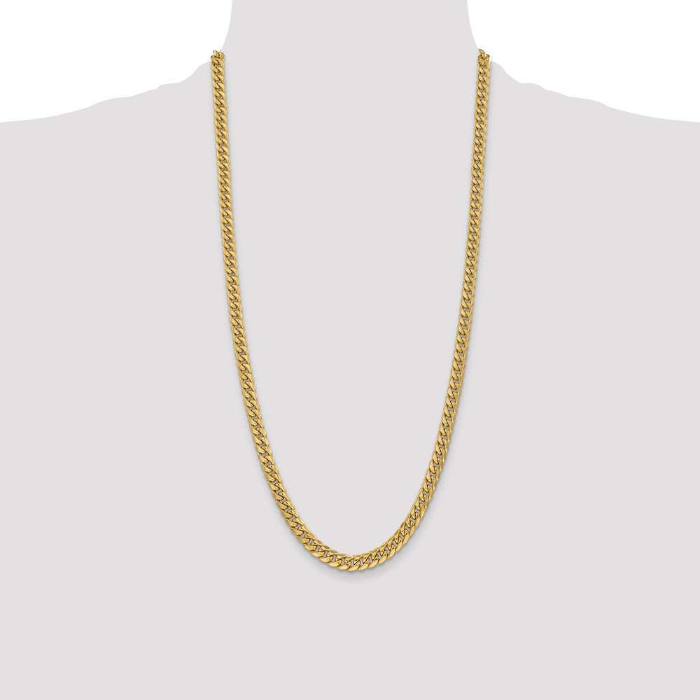 14K 6mm Semi-Solid Miami Cuban with Lobster Clasp Chain