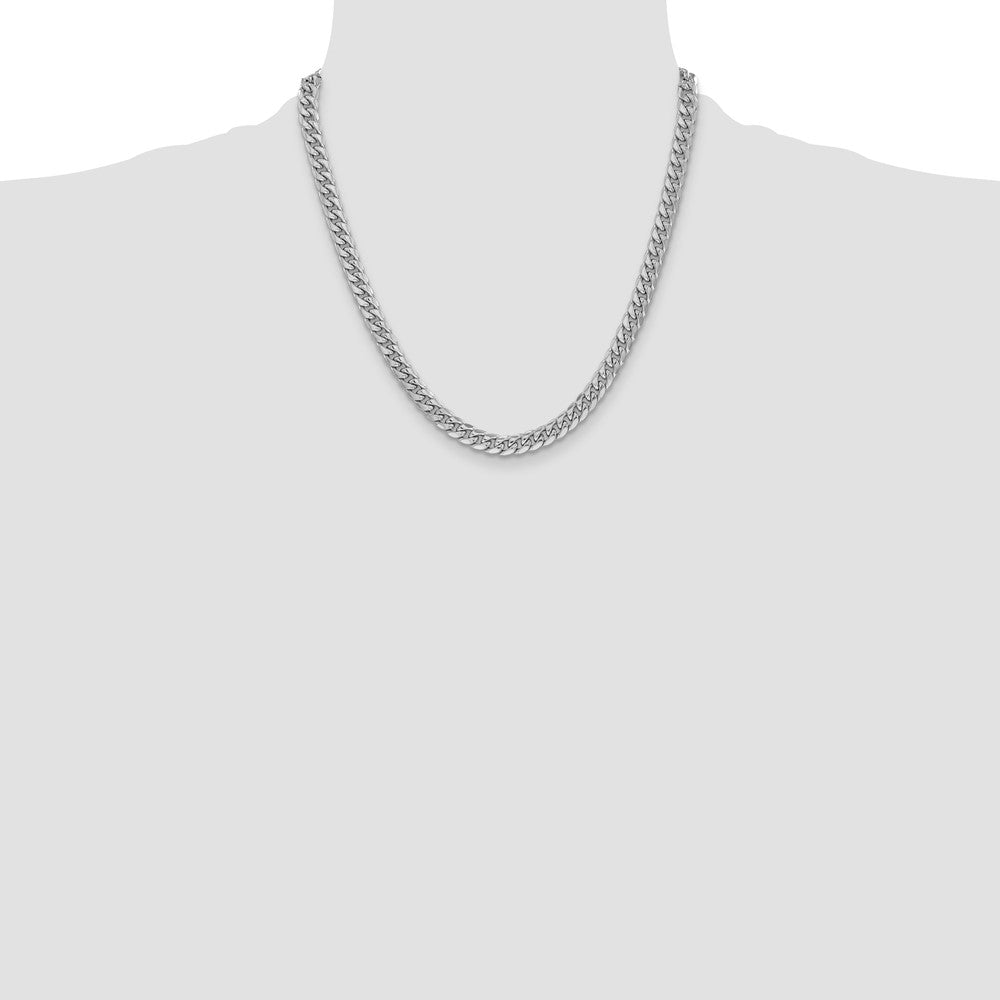 14k White Gold 6mm Semi-Solid Miami Cuban Chain