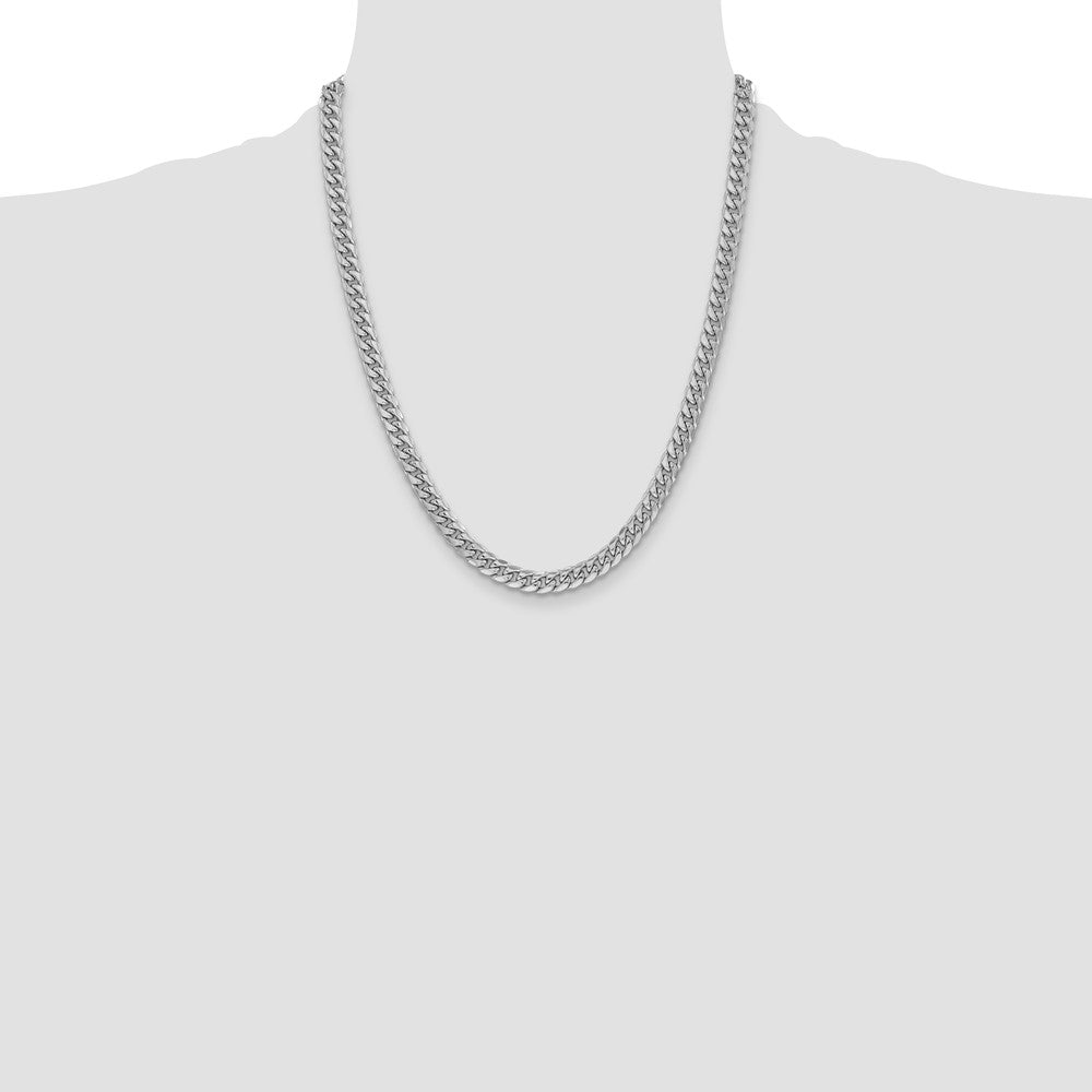 14k White Gold 6mm Semi-Solid Miami Cuban Chain