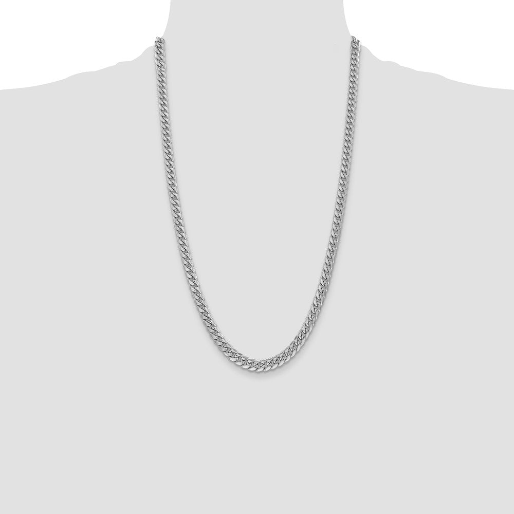 14k White Gold 6mm Semi-Solid Miami Cuban Chain